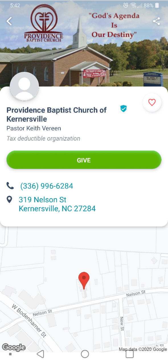 Providence Baptist Church Givelify Mobile App